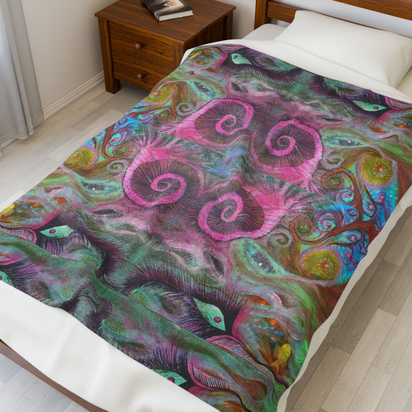 Feminine Freedom Velveteen Plush Kaleidoscope Blanket