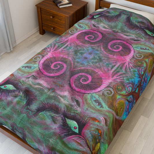Feminine Freedom Velveteen Plush Kaleidoscope Blanket