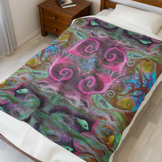 Feminine Freedom Velveteen Plush Kaleidoscope Blanket